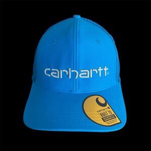 CARHARTT AH1195-M Duck Canvas TRUCKERS Mesh Back Hat Cap. OSFA snap.  Blue NWT